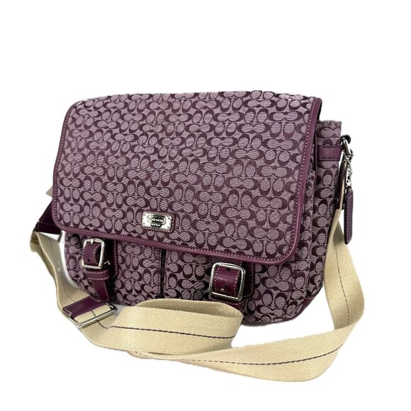 Coach F70283 Signature Messenger Plum - Picture 1 of 12